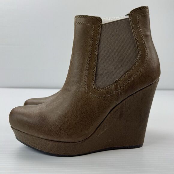 Seychelles Prime Suspect Brown Leather Wedge Chelsea Booties Women 10 NWOB - Picture 12 of 13